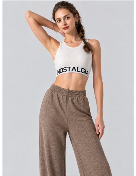 Pantaloni in pile a gamba larga