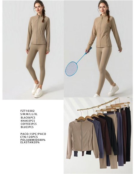 Completo composto da giacca e leggings in pile per lo yoga.