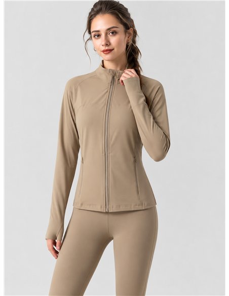 Completo composto da giacca e leggings in pile per lo yoga.