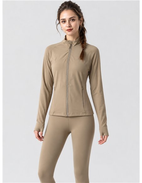 Completo composto da giacca e leggings in pile per lo yoga.