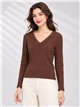 T-shirt a coste senza cuciture con pizzo