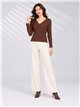 T-shirt a coste senza cuciture con pizzo