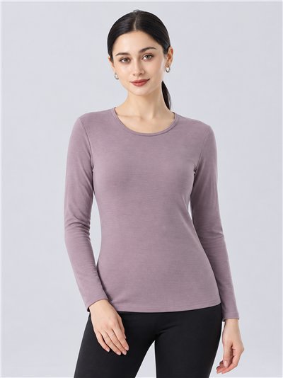 t-shirt basic a maniche lunghe elasticizzata