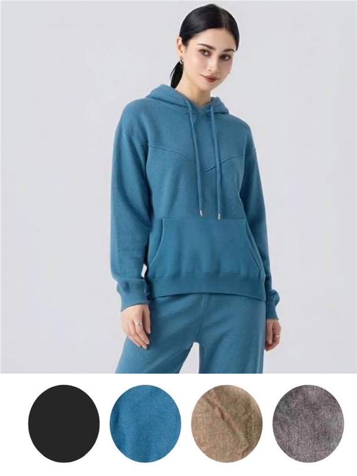 Conjunto de blusa de moletom com capuz e calça de tricô