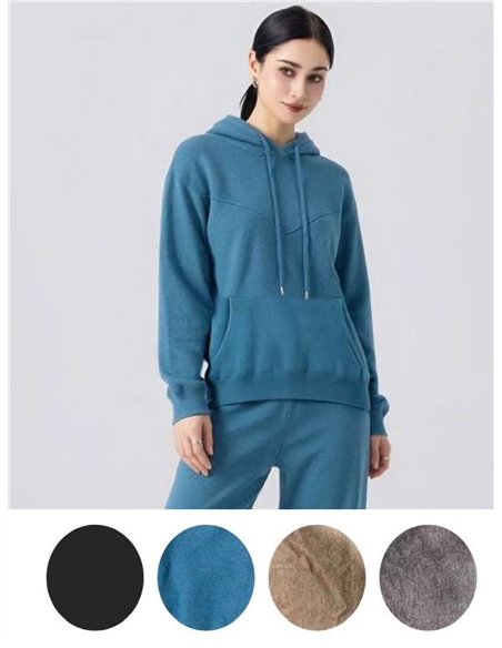 Conjunto de blusa de moletom com capuz e calça de tricô