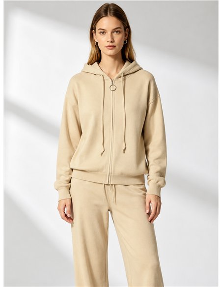 Conjunto chaqueta de punto con capucha y pantalón