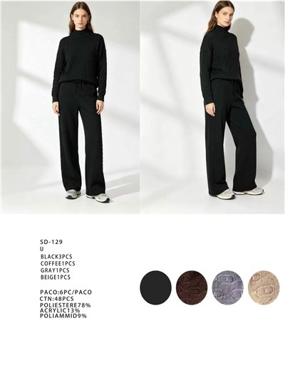 Set aus strukturiertem Rollkragenpullover und Hose 2