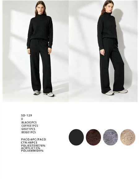 Set aus strukturiertem Rollkragenpullover und Hose