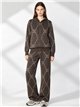 Conjunto chaqueta de punto estampado con capucha y pantalón
