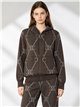 Conjunto chaqueta de punto estampado con capucha y pantalón