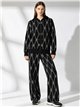 Conjunto chaqueta de punto estampado con capucha y pantalón