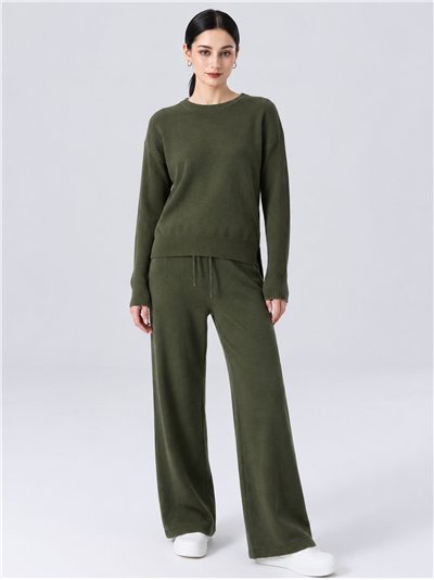 Knitted sweater and wide leg trouser set