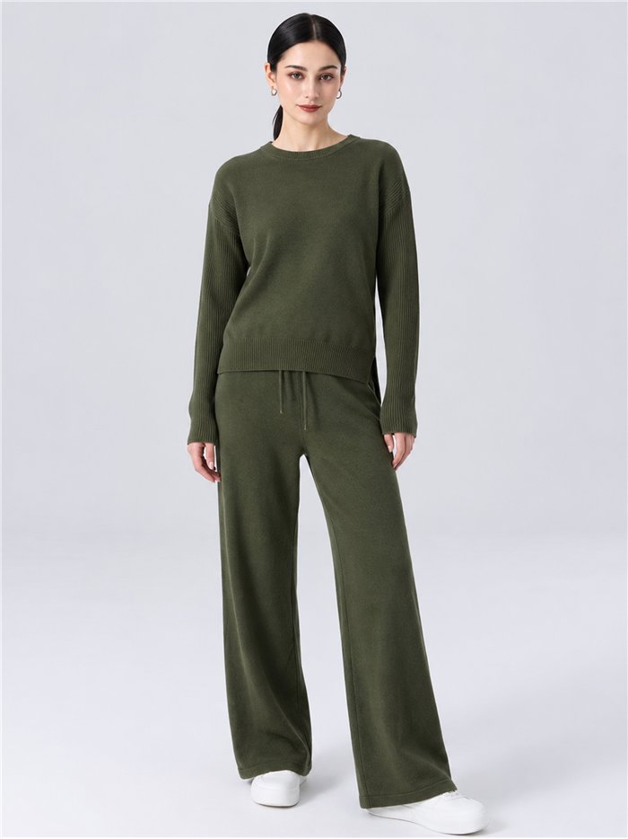 Knitted sweater and wide leg trouser set