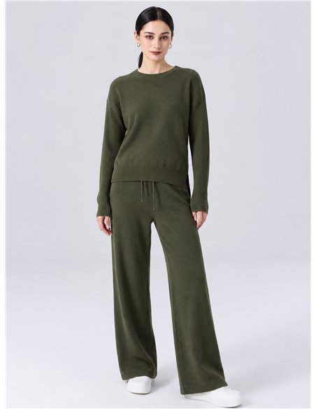 Knitted sweater and wide leg trouser set