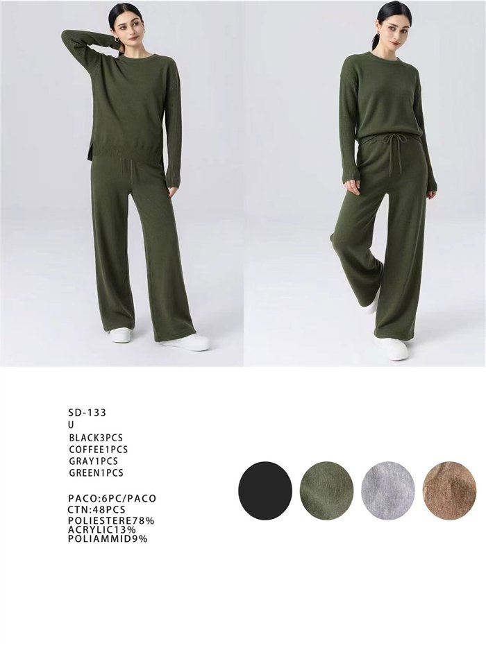 Knitted sweater and wide leg trouser set