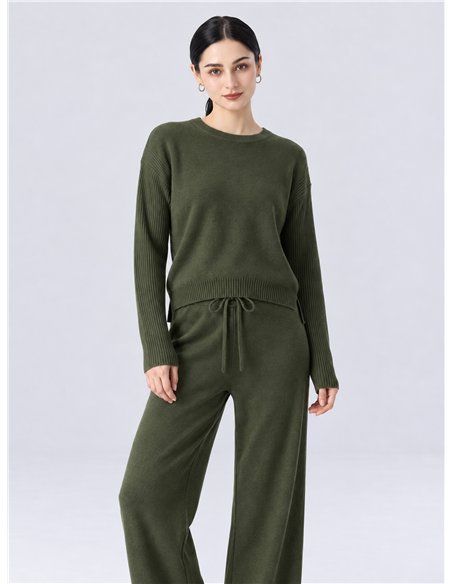 Knitted sweater and wide leg trouser set
