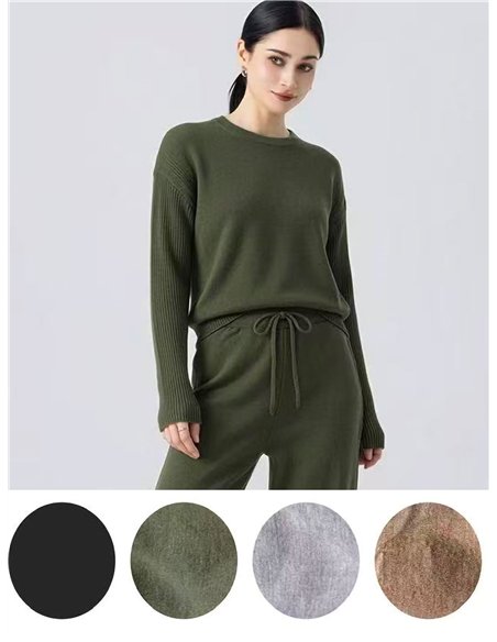 Knitted sweater and wide leg trouser set