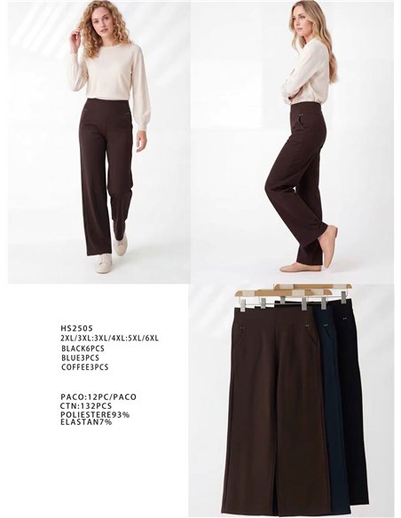 Pantalón wide leg talla grande afelpado