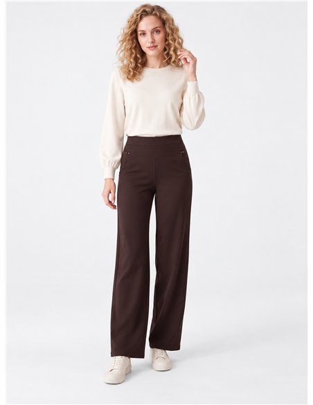 Pantalón wide leg talla grande afelpado
