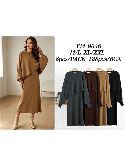 Set aus asymmetrischem Pullover und Midikleid 2