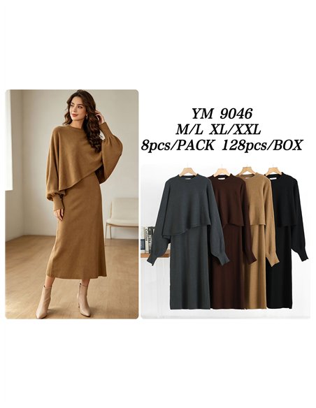 Set aus asymmetrischem Pullover und Midikleid