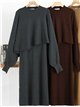 Set aus asymmetrischem Pullover und Midikleid