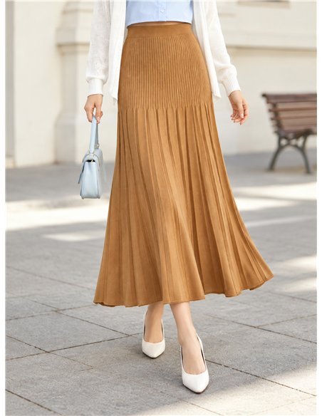 jupe midi plissée en maille
