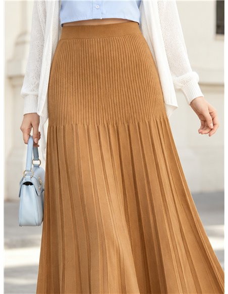 jupe midi plissée en maille