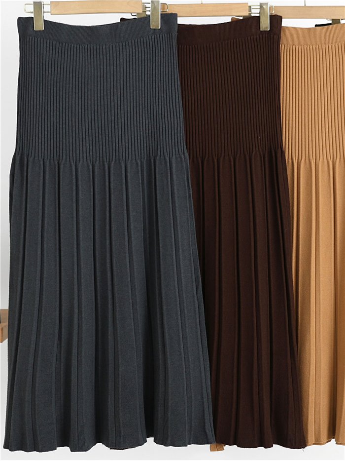 jupe midi plissée en maille