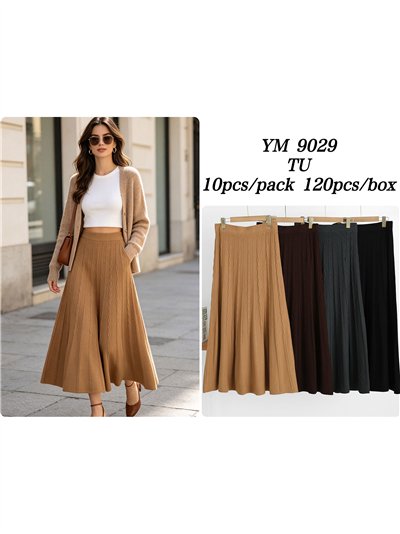Falda midi de punto trenzado 2