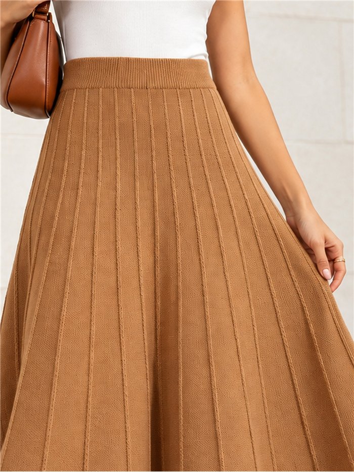 Falda midi de punto acanalado
