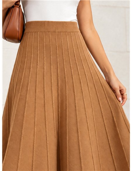 Falda midi de punto acanalado