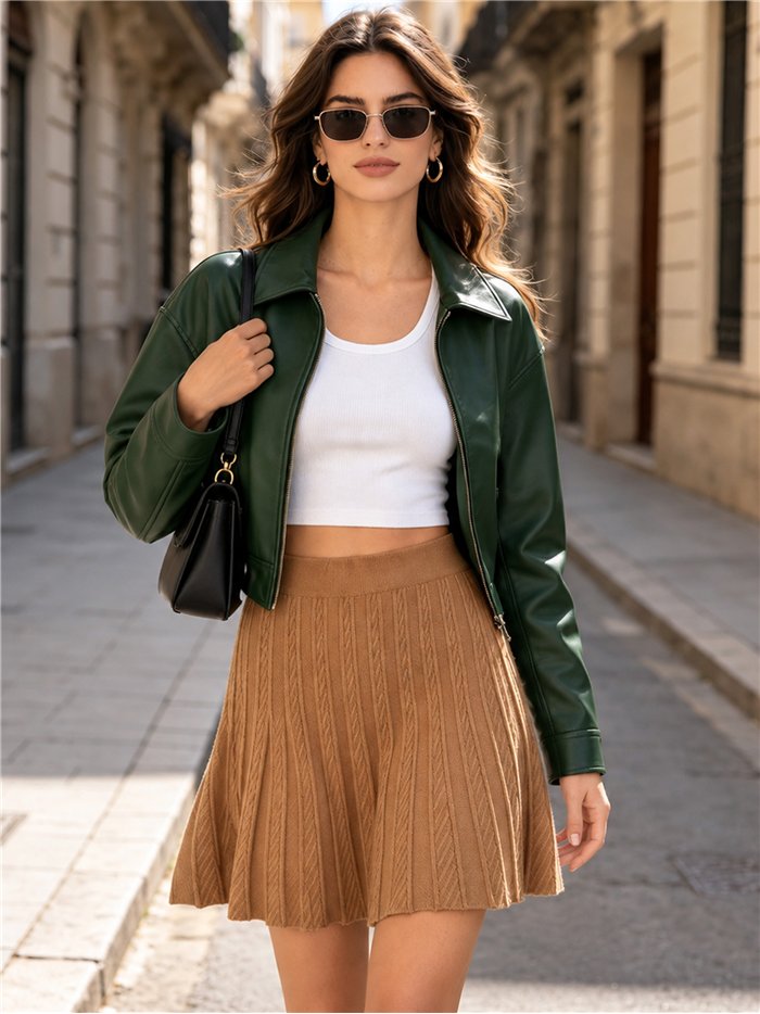 Falda mini de punto trenzado
