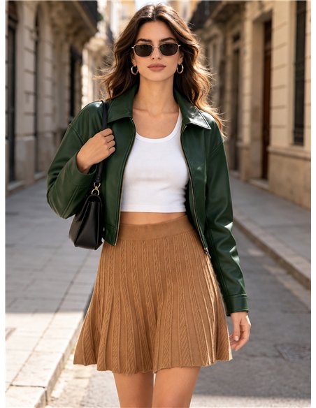 Falda mini de punto trenzado