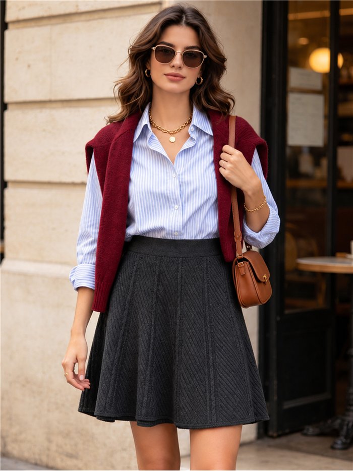 Falda mini de punto jacquard