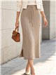 Falda midi de punto trenzado con cordón
