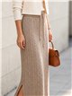 Falda midi de punto trenzado con cordón