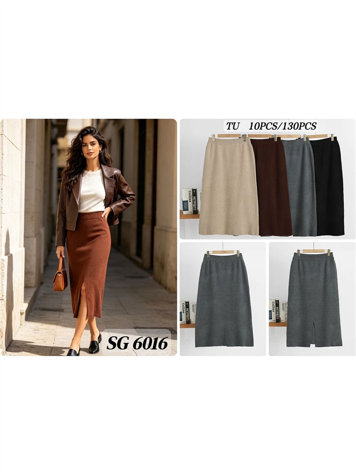 Falda midi de punto