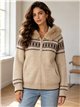 Giacca in maglia jacquard con cappuccio in pelliccia