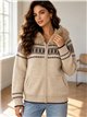 Giacca in maglia jacquard con cappuccio in pelliccia