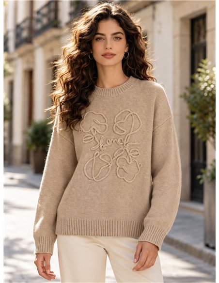 Jersey de punto con bordado floral