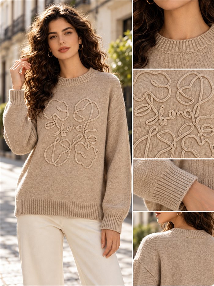 Jersey de punto con bordado floral