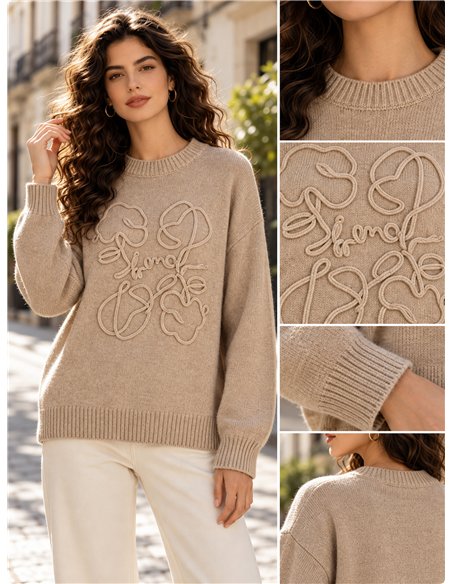 Jersey de punto con bordado floral