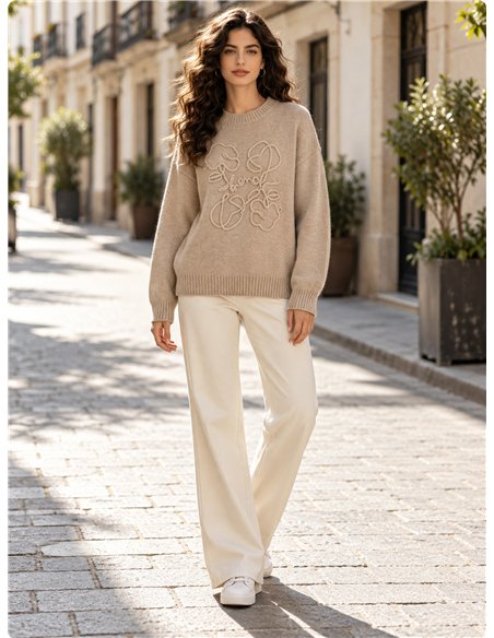 Jersey de punto con bordado floral