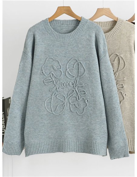 Jersey de punto con bordado floral