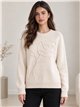 Jersey de punto con rosa bordada
