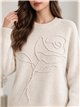 Jersey de punto con rosa bordada