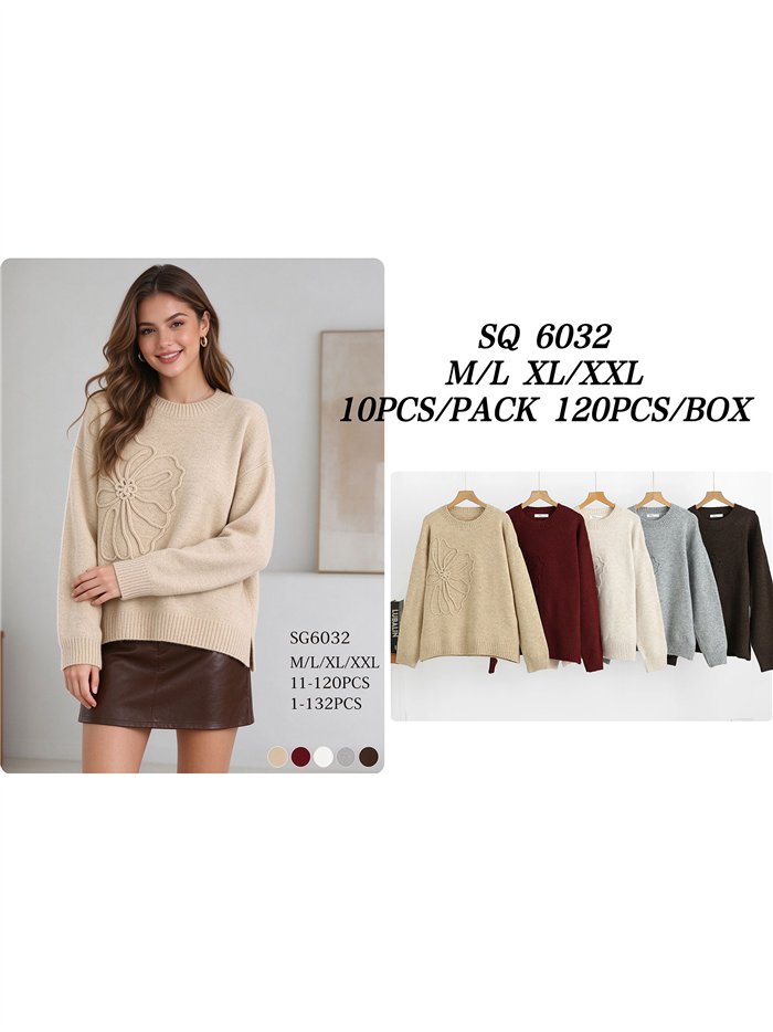 Pull en maille à lacets fleuris