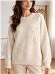 Jersey de punto con flores de cordón