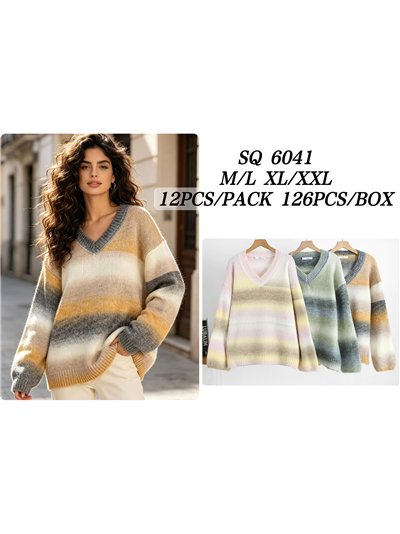 Jersey de punto degradado cuello pico 2